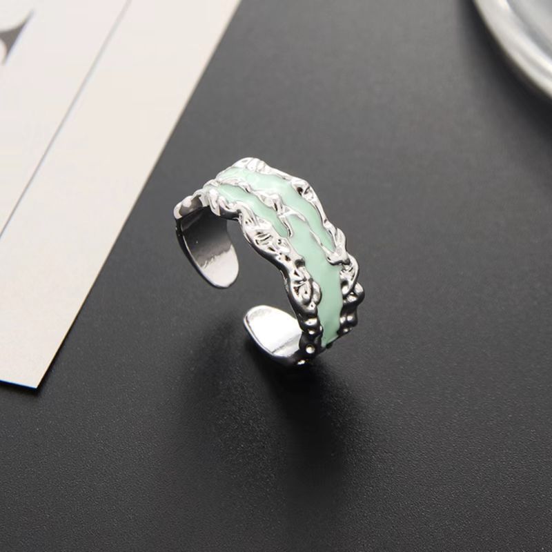 Design National Fashion Mint Green Open Drip Rings