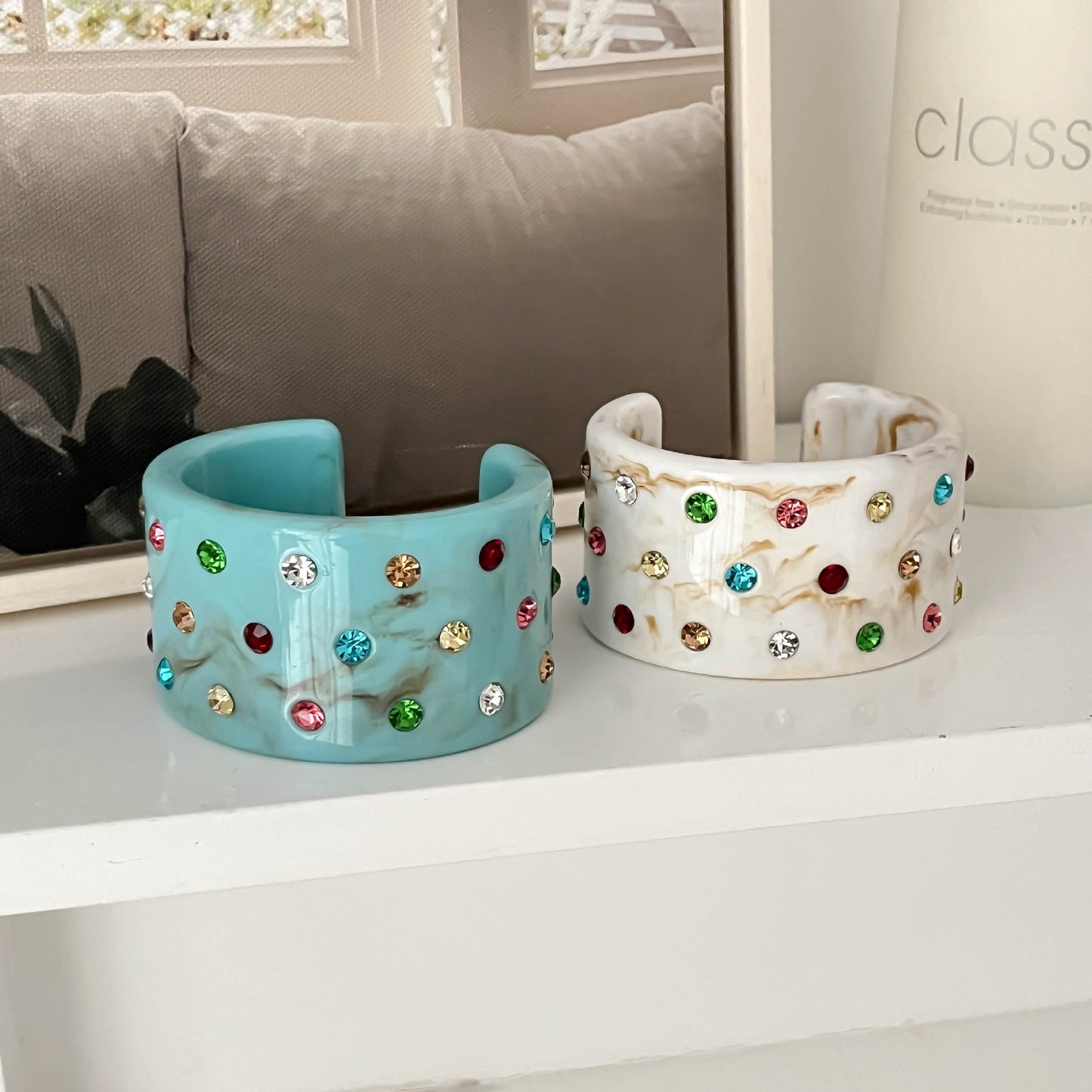 Women's Colorful Light Diamond Shaped Resin Cute Holiday Fresh Bracelet