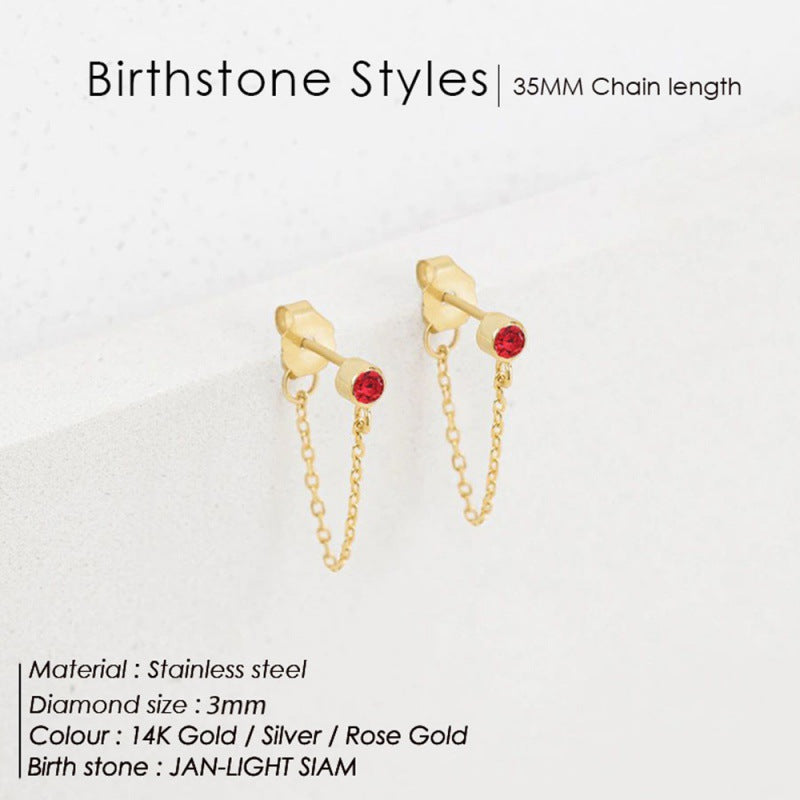 December Not Stainless Steel Tassel Light Luxury Color Earrings