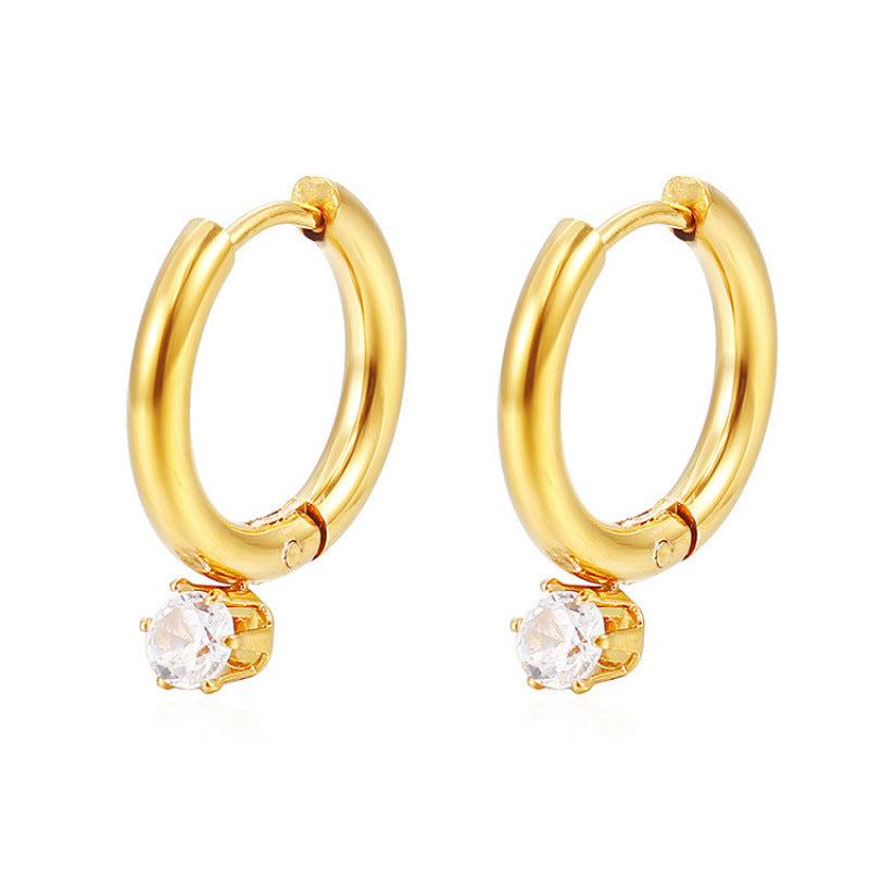 Women's Round Single Rhinestone Sweet Simple Style Stud Earrings