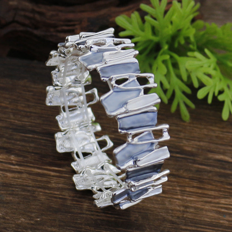 Women's Irregular Colorful Oil Alloy Handmade Painting Creative Geometric Bracelet