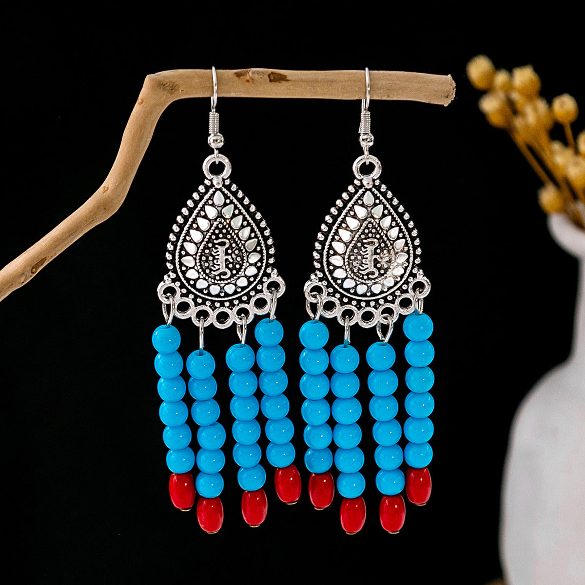 Tassel Turquoise Retro Minority Ethnic Style Earrings