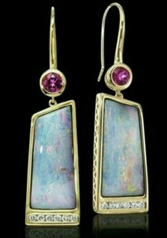 Inlaid Sea Blue Topaz Female Creative Rotational Water Drop Earrings