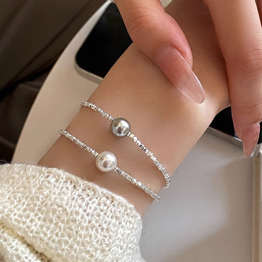 Women's Sier Pearl Design High-grade Girlfriend Gift Bracelets