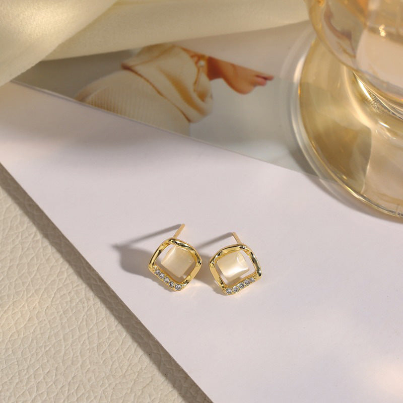 Opal Square Light Luxury Trendy High Earrings