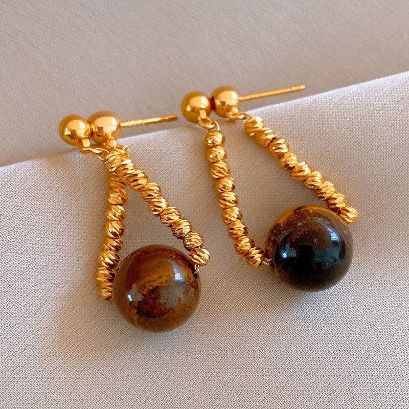 Real Gold Plating Elegance Retro Light Luxury Stud Earrings