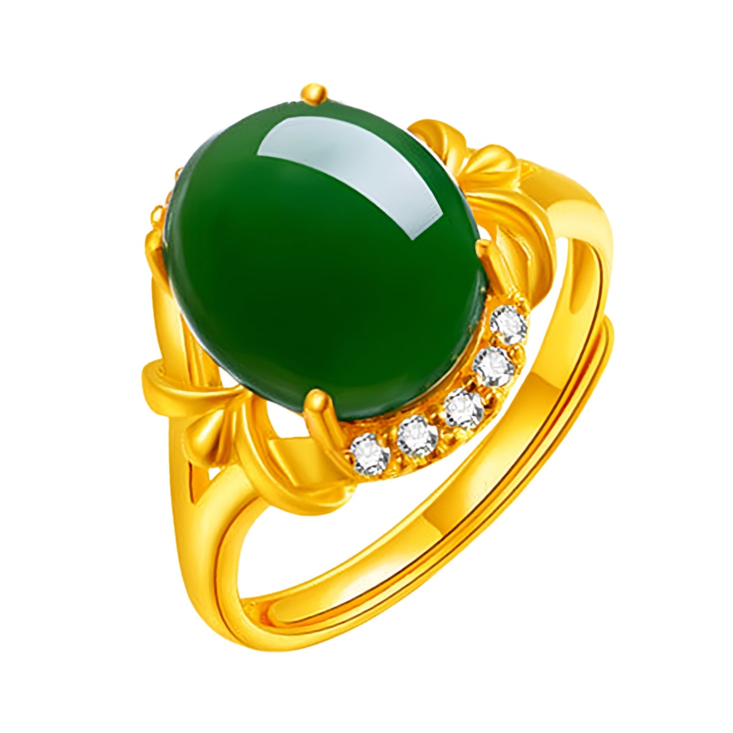 Ethnic Style Plated Jade Inlaid With Green Ring