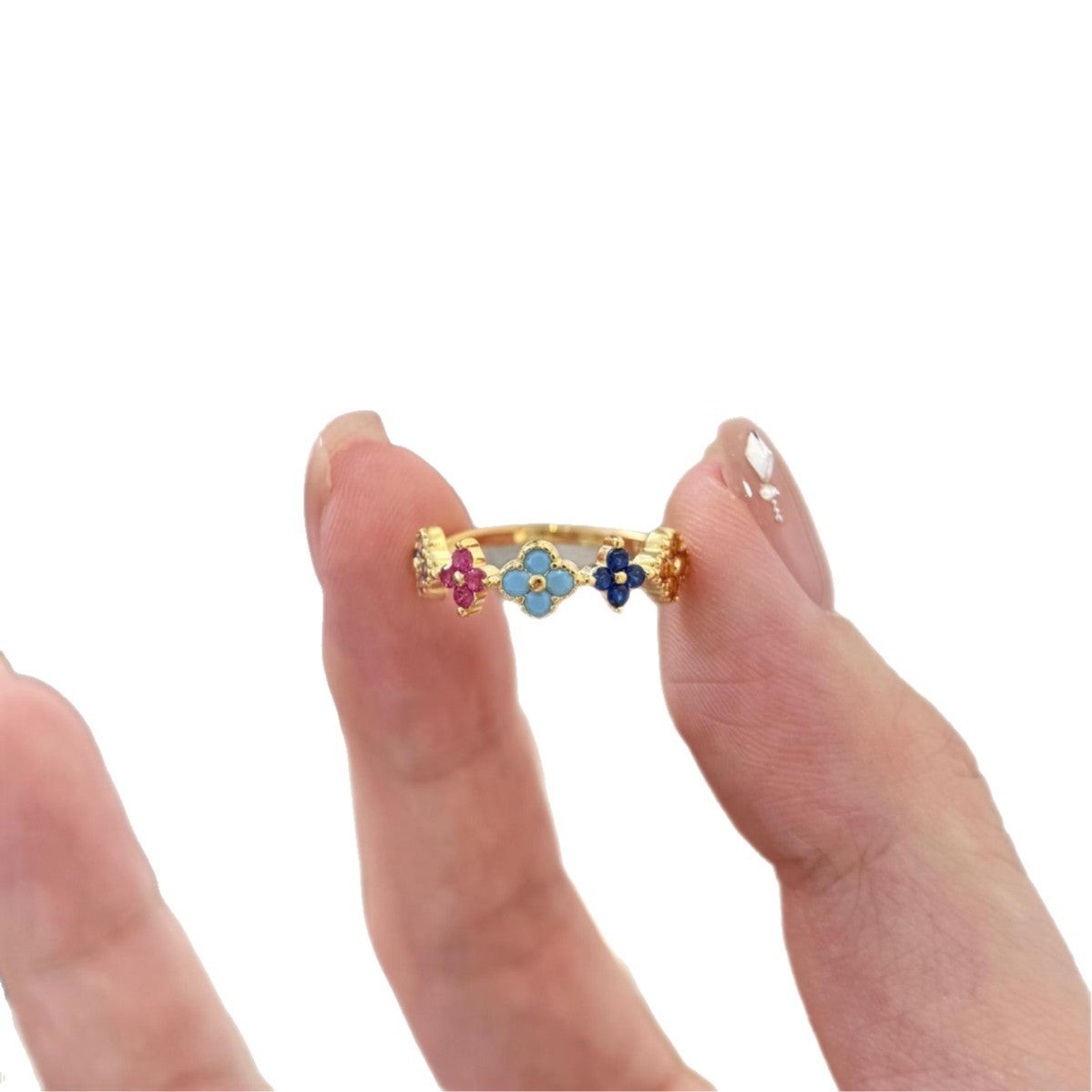 Dopamine Color Four-leaf Clover Female Exquisite Versatile Unique Design Ring