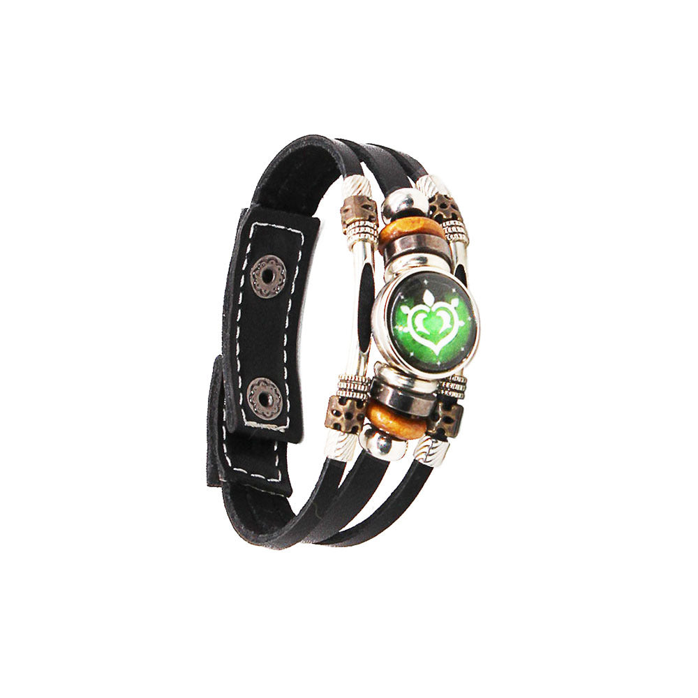 Women's & Men's & Original God Peripheral Time Stone Black Bracelets