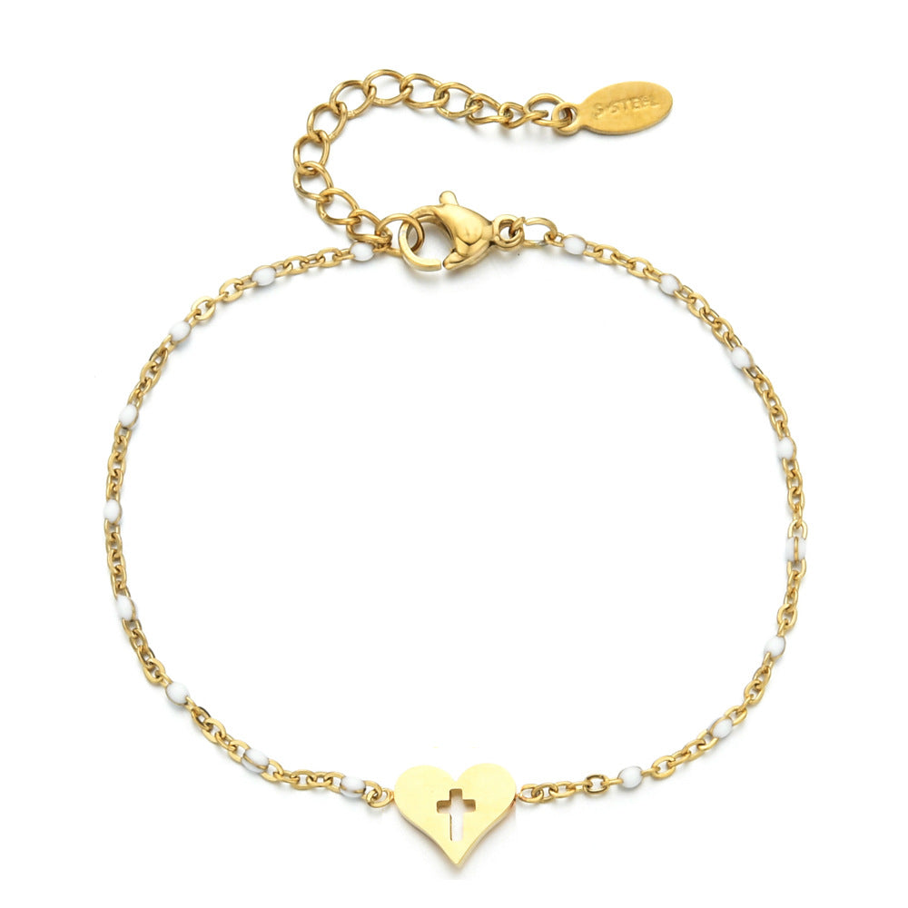 Stainless Steel Colorful Oil Female Creative Peach Heart Bracelets