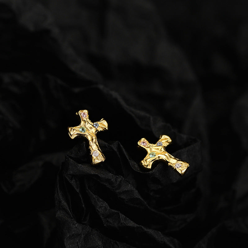 Boucles d'oreilles en argent Sterling avec Zircon et croix de Style coréen