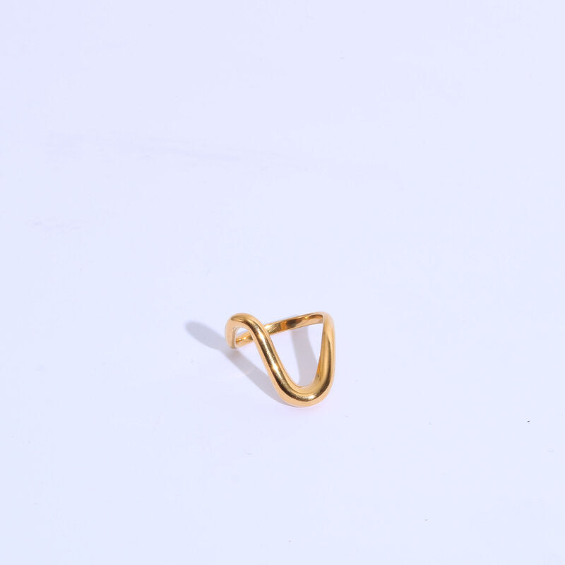 Exaggerated Geometry Titanium Steel Gold Plating Rings