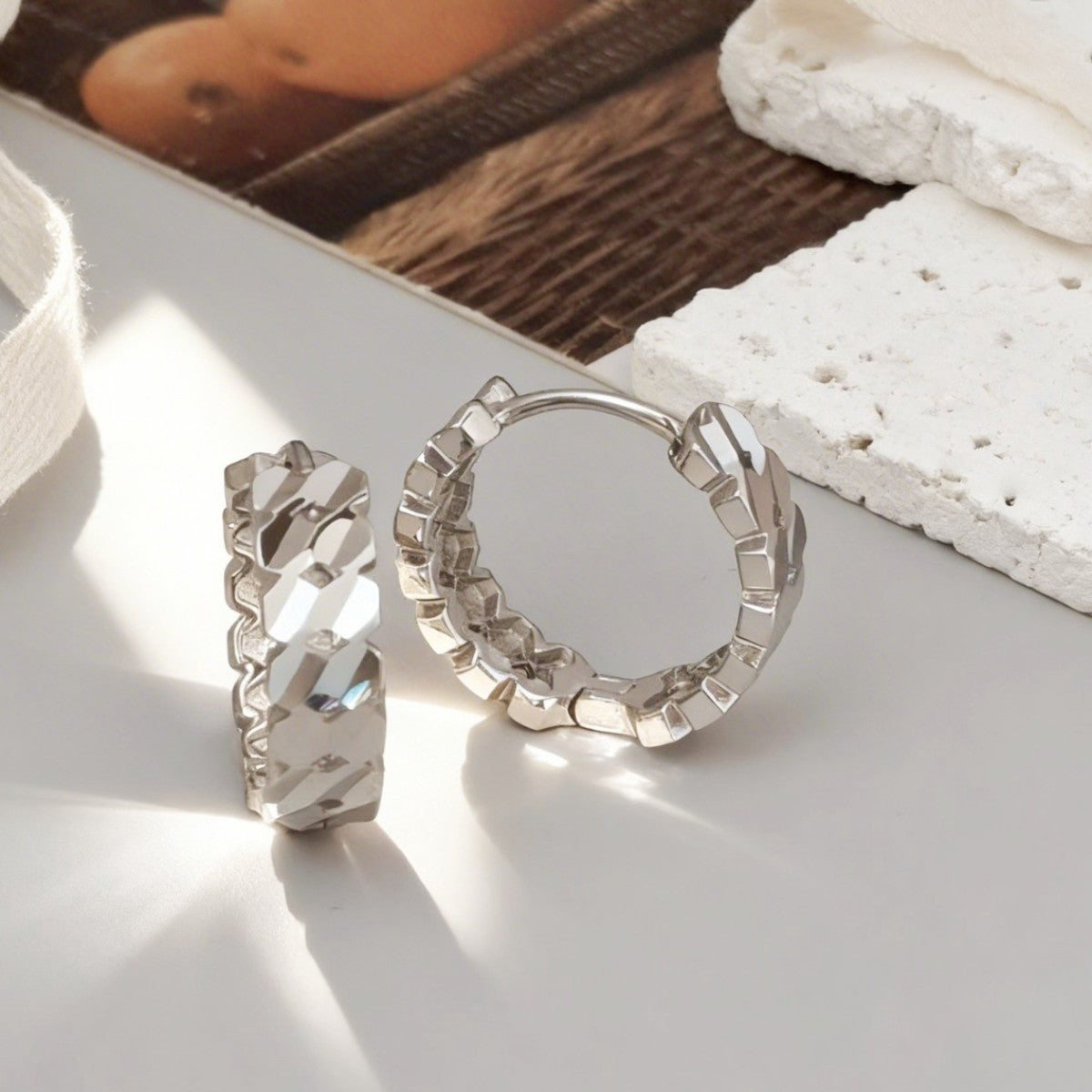 Sky Carven Design Clip Whole Body Sier Texture Rings