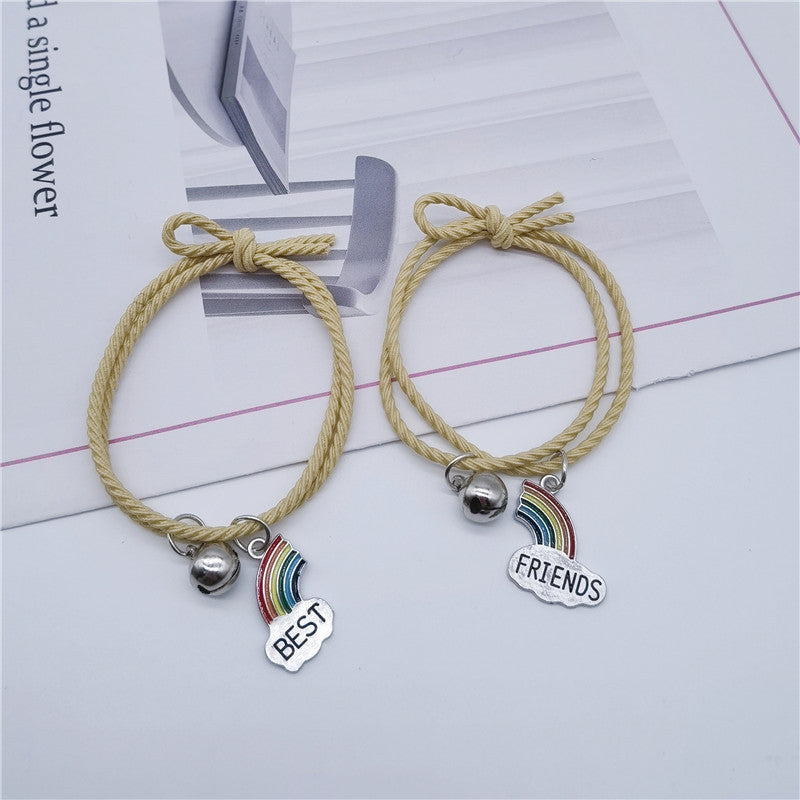 Women's Korean Style Simple Rainbow Clouds Stitching Bracelets