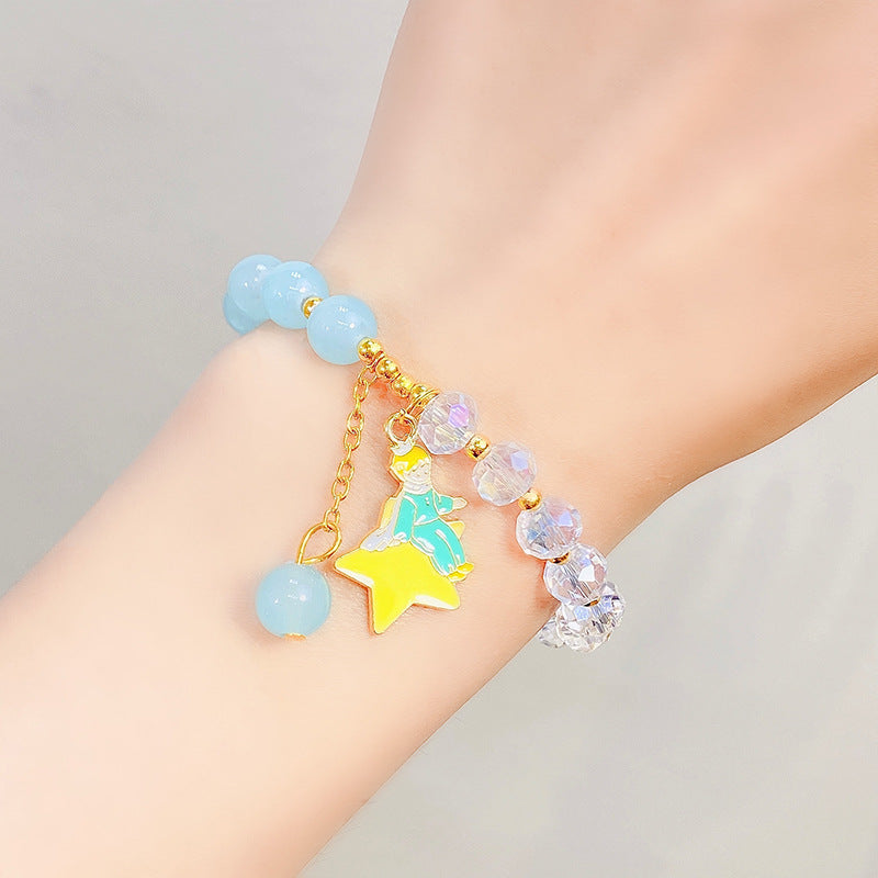 Bracelets de fleurs en cristal de dessin animé de princesse perlée pour enfants