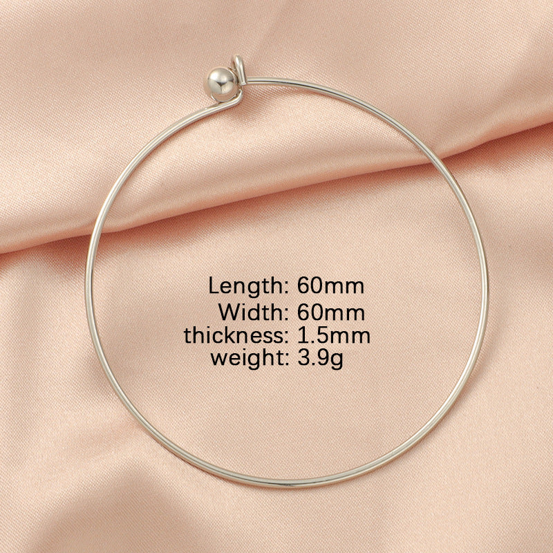 Diameter Stainless Steel Open Movable Simple Thread Beads Bracelets
