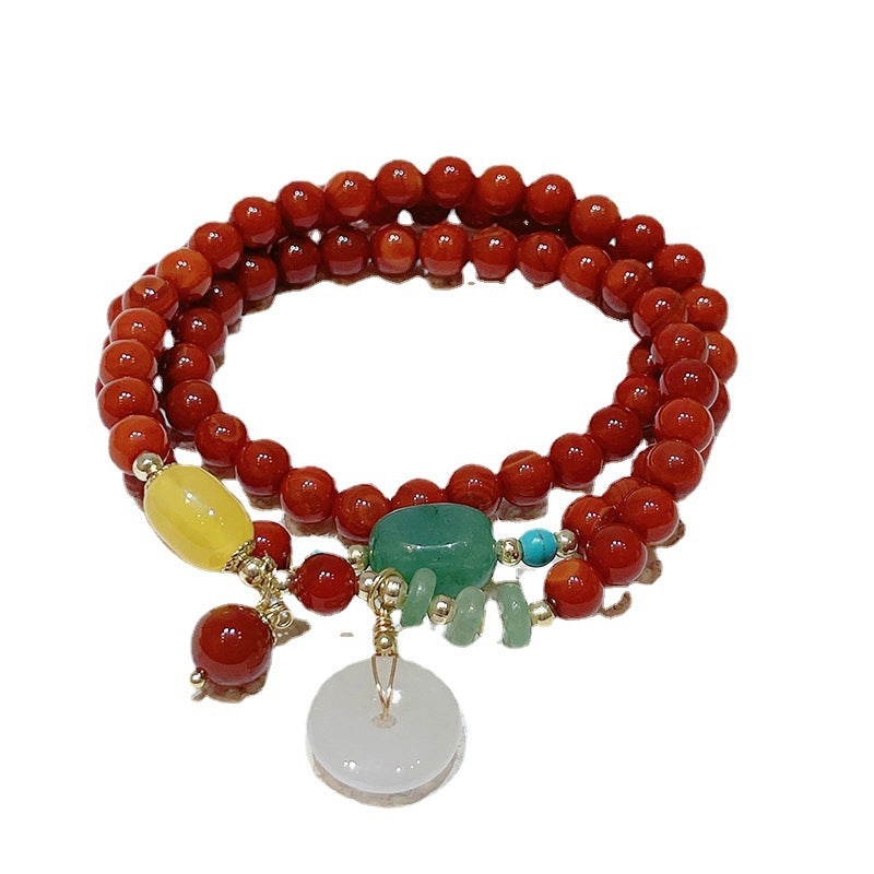 Agate Female Lucky Retro Ethnic Style Emerald Bracelets