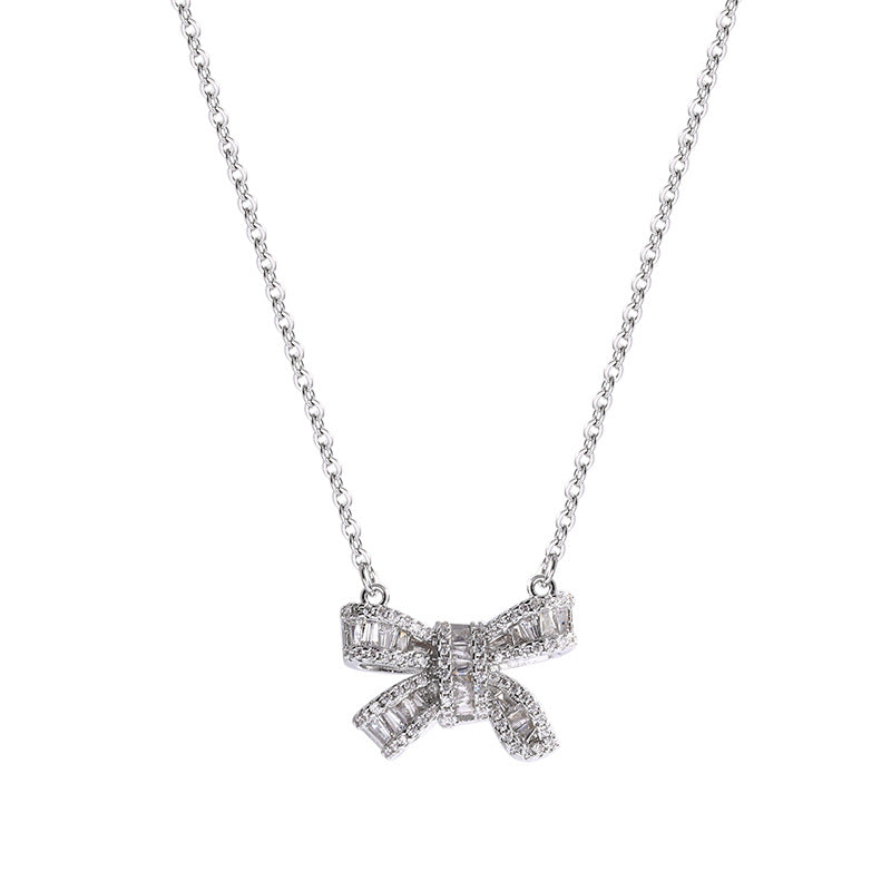 Micro Inlaid Zircon Exquisite Bow Suit Necklaces