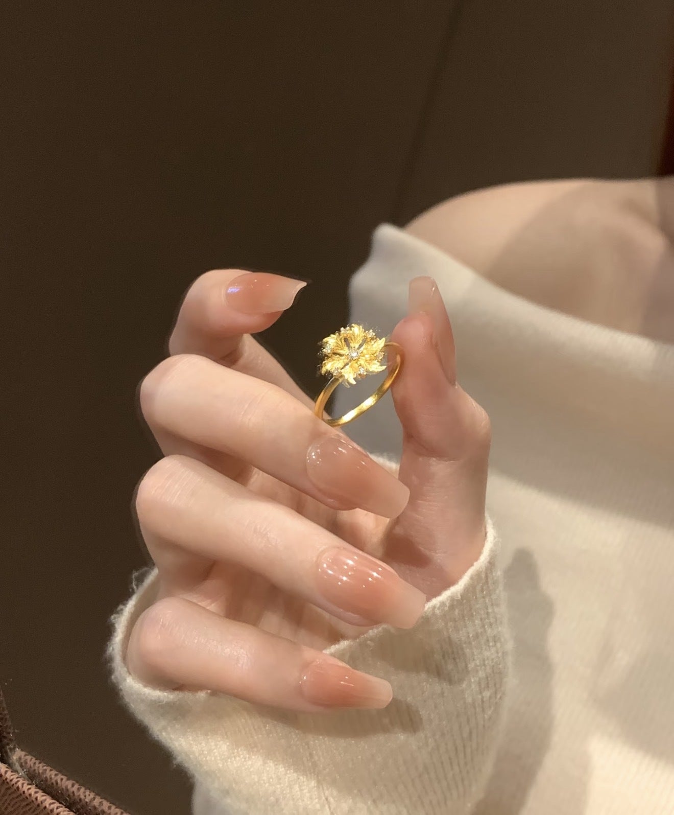 Flower Female Opening Adjustable Temperament Entry Ring