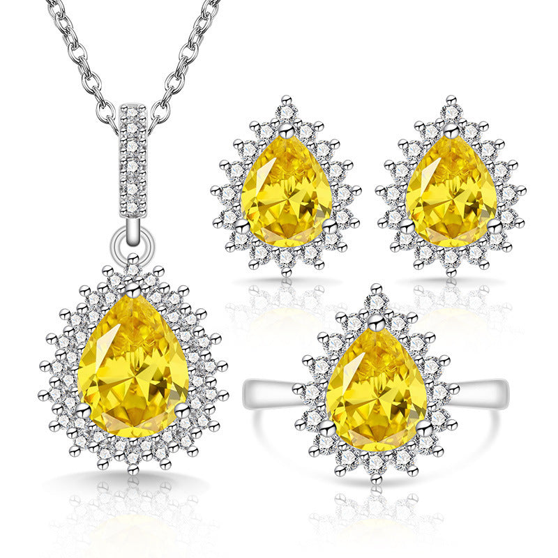 Women's Drop-shaped Colored Gems The Crystal Live Rings