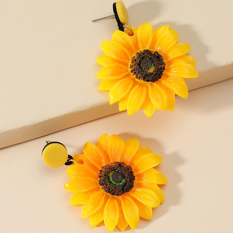 Fairy Mori Sunflower Graceful Personality Exaggerated Fresh Rings