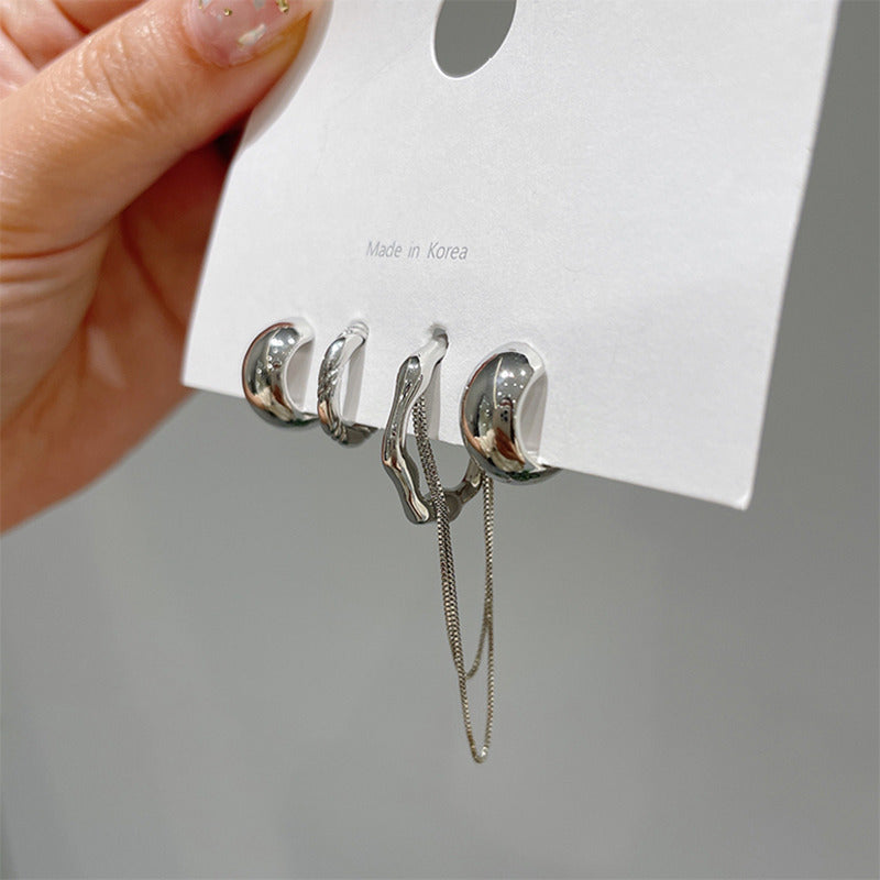 Cool Design Irregular Metal Chain Ear Earrings