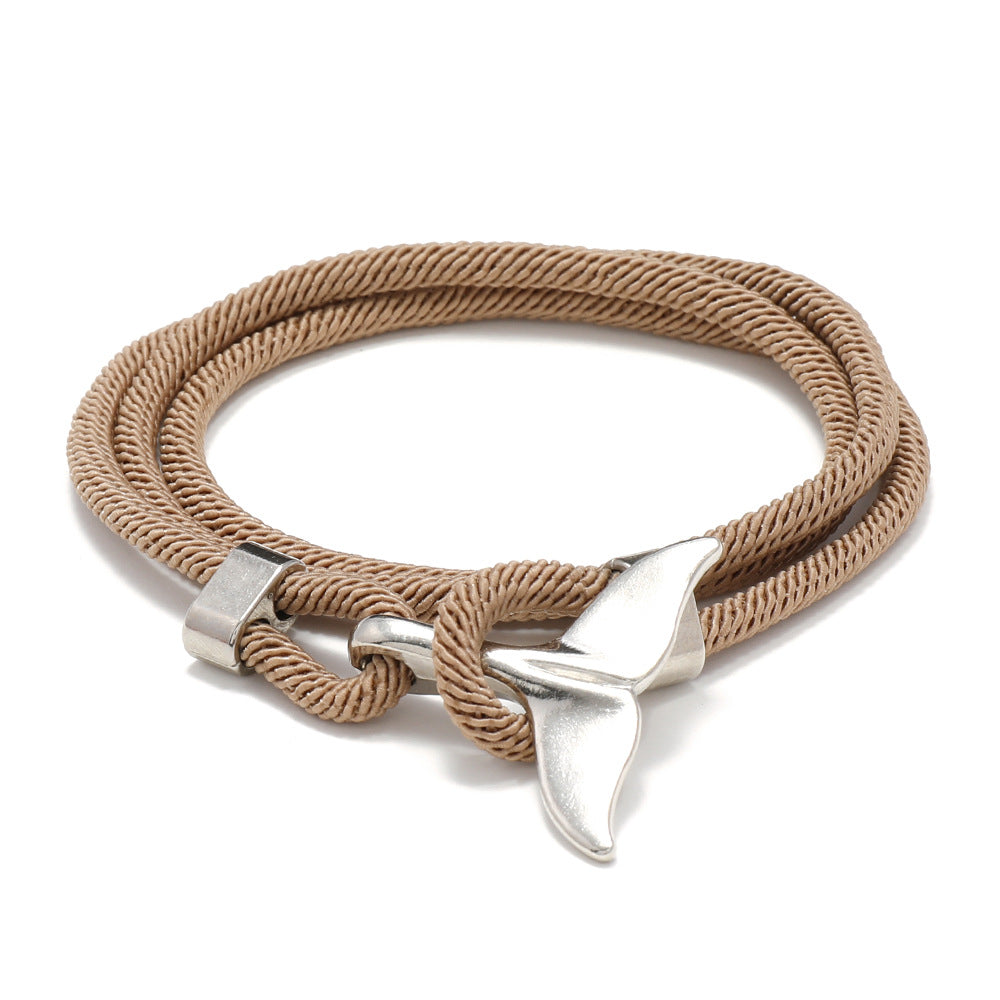 Women's & Men's & Ocean Series Boat Anchor Style Whale Tail Braided Rope Bracelets