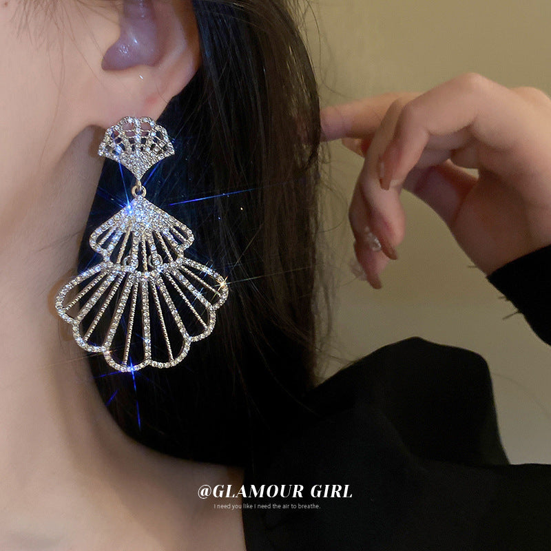 Fan-shaped Skirt Exaggerated Niche Temperament Personality High-grade Earrings