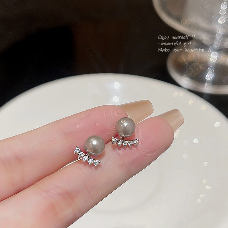 Mini Small Refined Zircon Female Gray Earrings