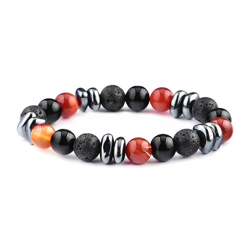 Stone Male Green Stripes Agate Beads Bracelets