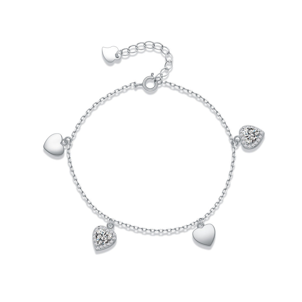 Bracelets de conception de niche féminine en argent sterling avec cœur aimant simple