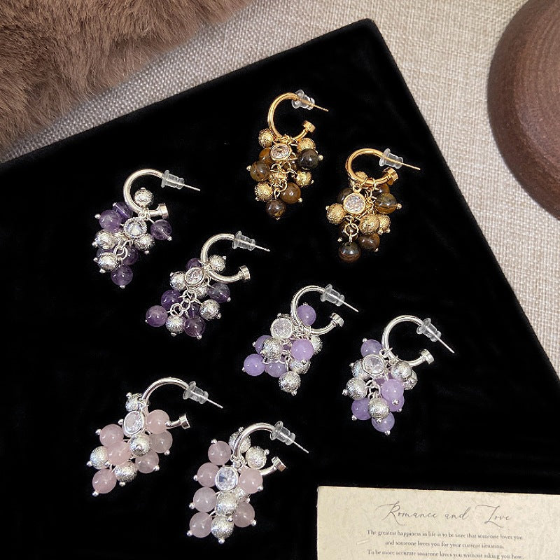 Women's Tigereye Brushed Vintage For Amethyst Niche Personality Premium Pink Rings