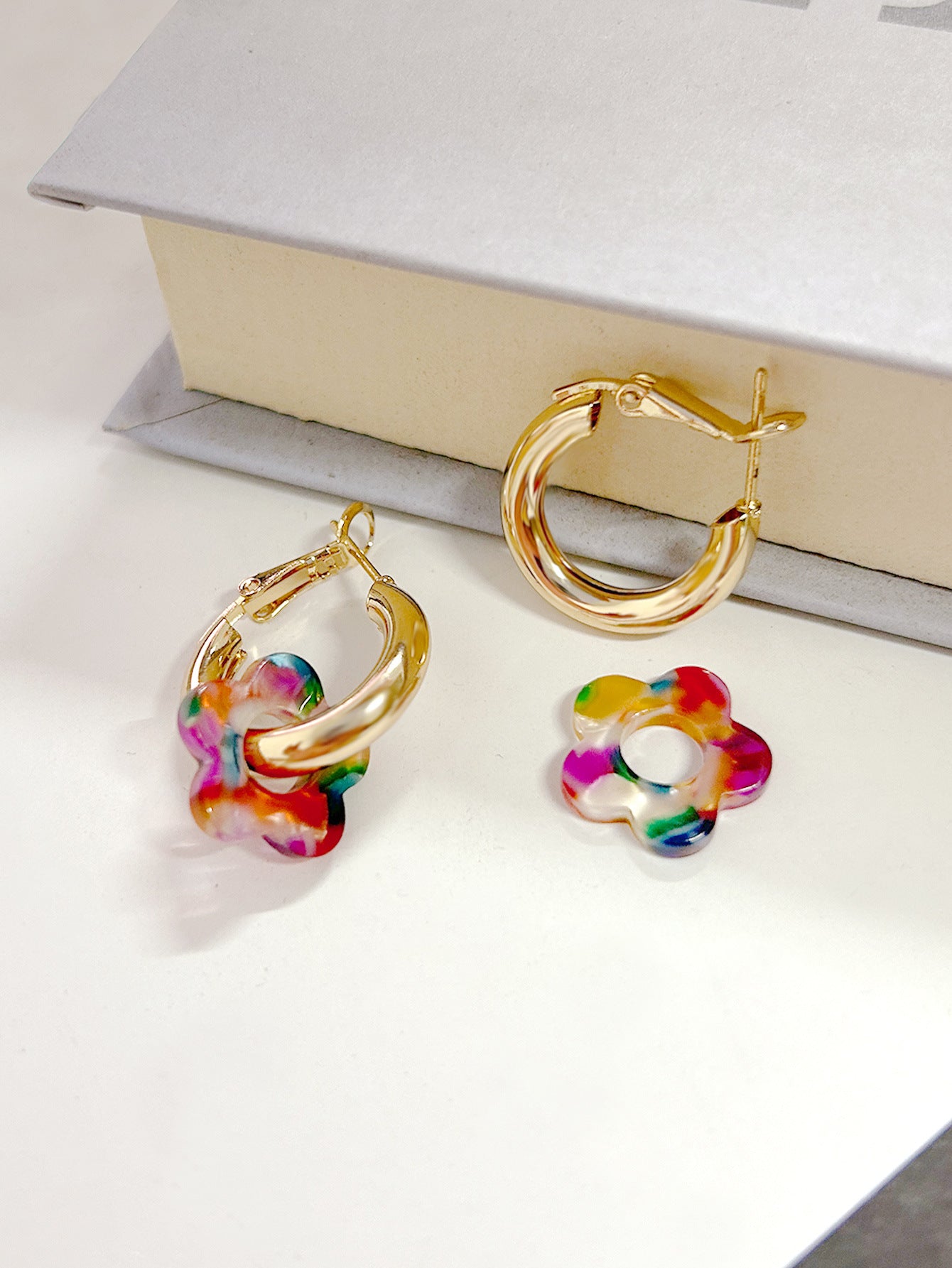 Women's Fashion Beautiful Flowers For Niche Design Colorful Rings