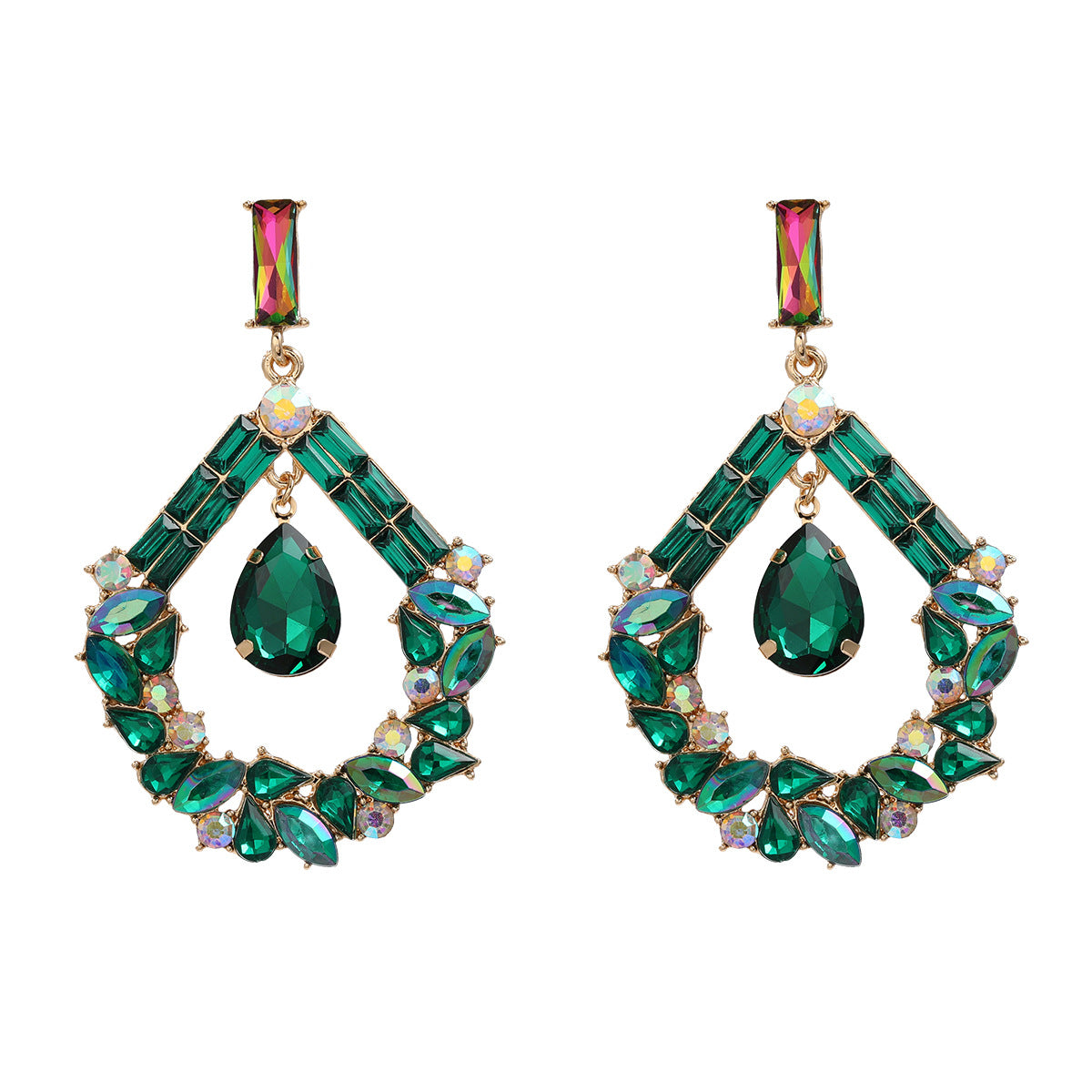 Colorful Crystals Drop-shaped Female Bohemian Style Earrings