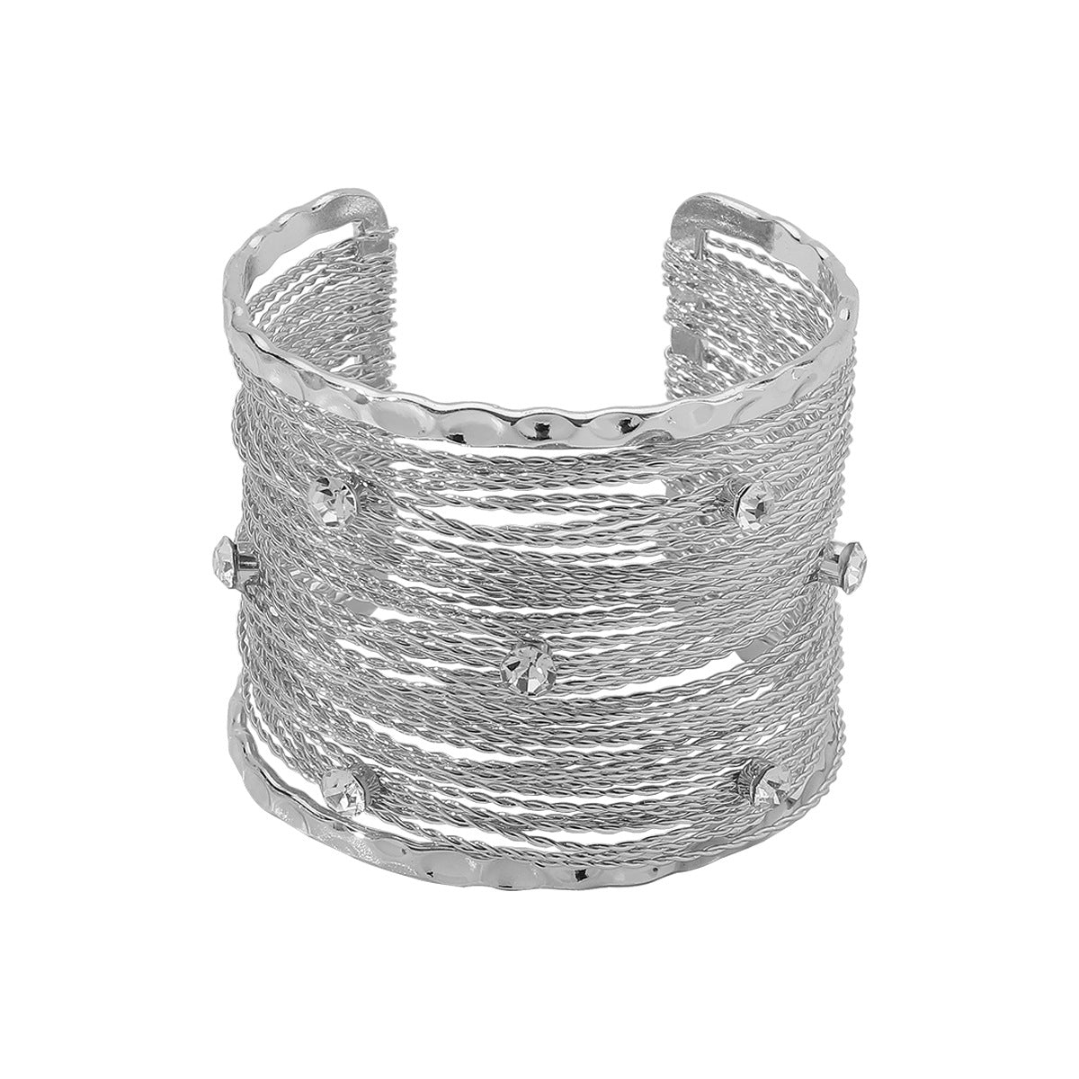 Women's Exaggerated Metal Texture Iron Wire Open Wide Bracelets