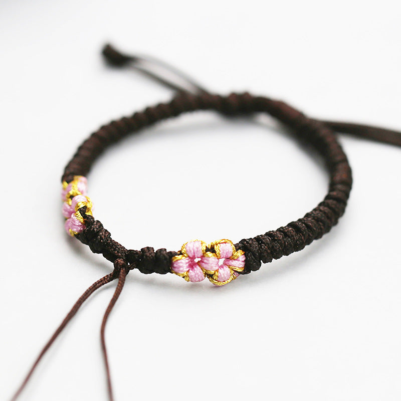 Exquisite Carrying Strap Peach Blossom Knot Braided Rope Bracelets