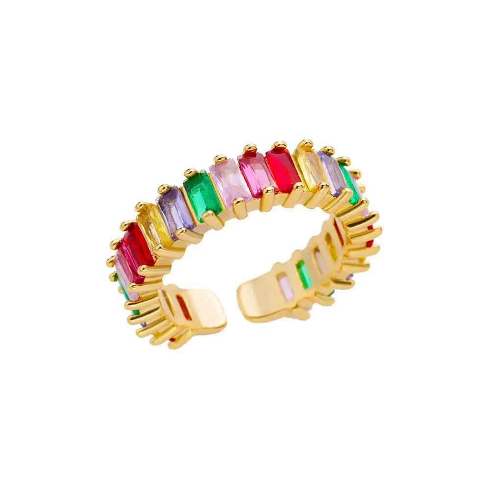 Women's Geometric Color Zircon Gold Personalized Simple Ring