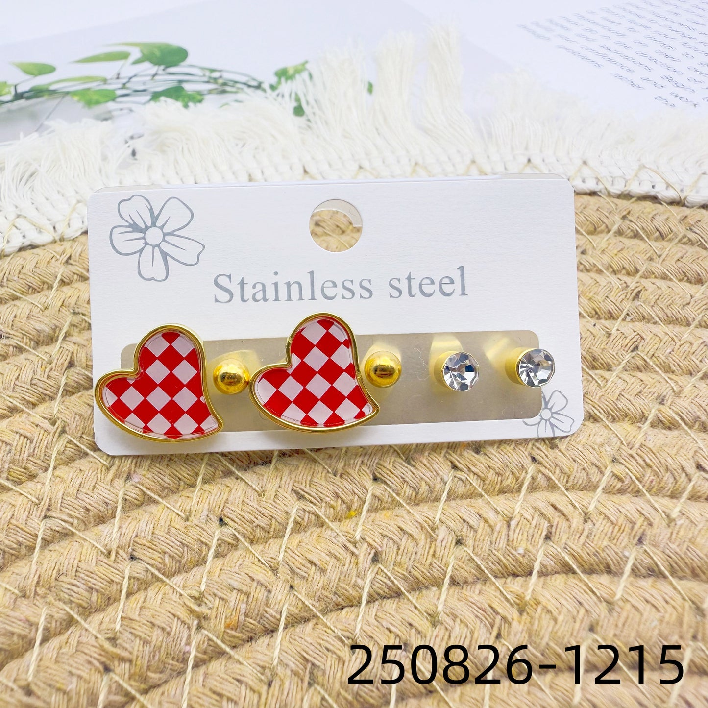Women's Love Heart High-grade Stainless Steel Diamond Wild Trendy Golden Ear Stud Earrings