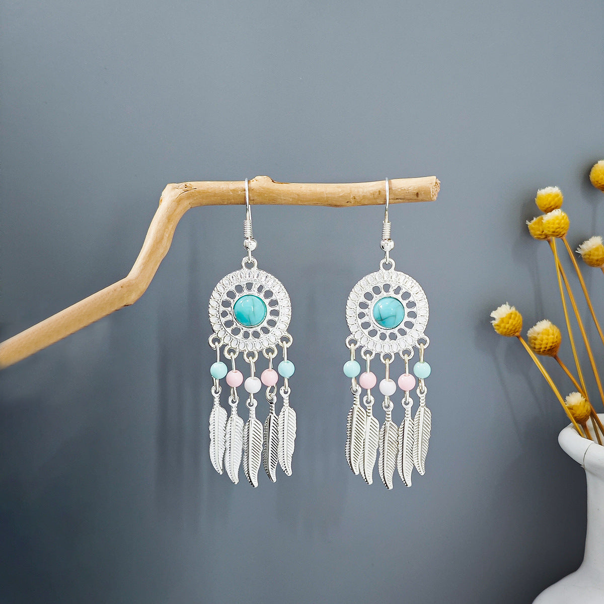 Geometric Round Ethnic Bohemian Retro Tourist Attractions Long Earrings