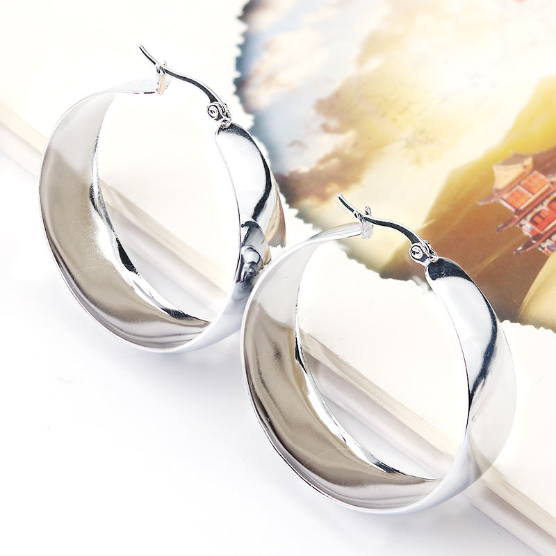 Women's Stylish Simple Personality Trendy High Profile Large Titanium Steel Clip Ear Buckle
