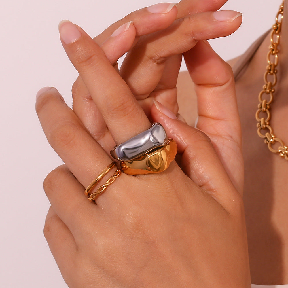 Fashion Simple Niche Stainless Steel Gold-plated Ring
