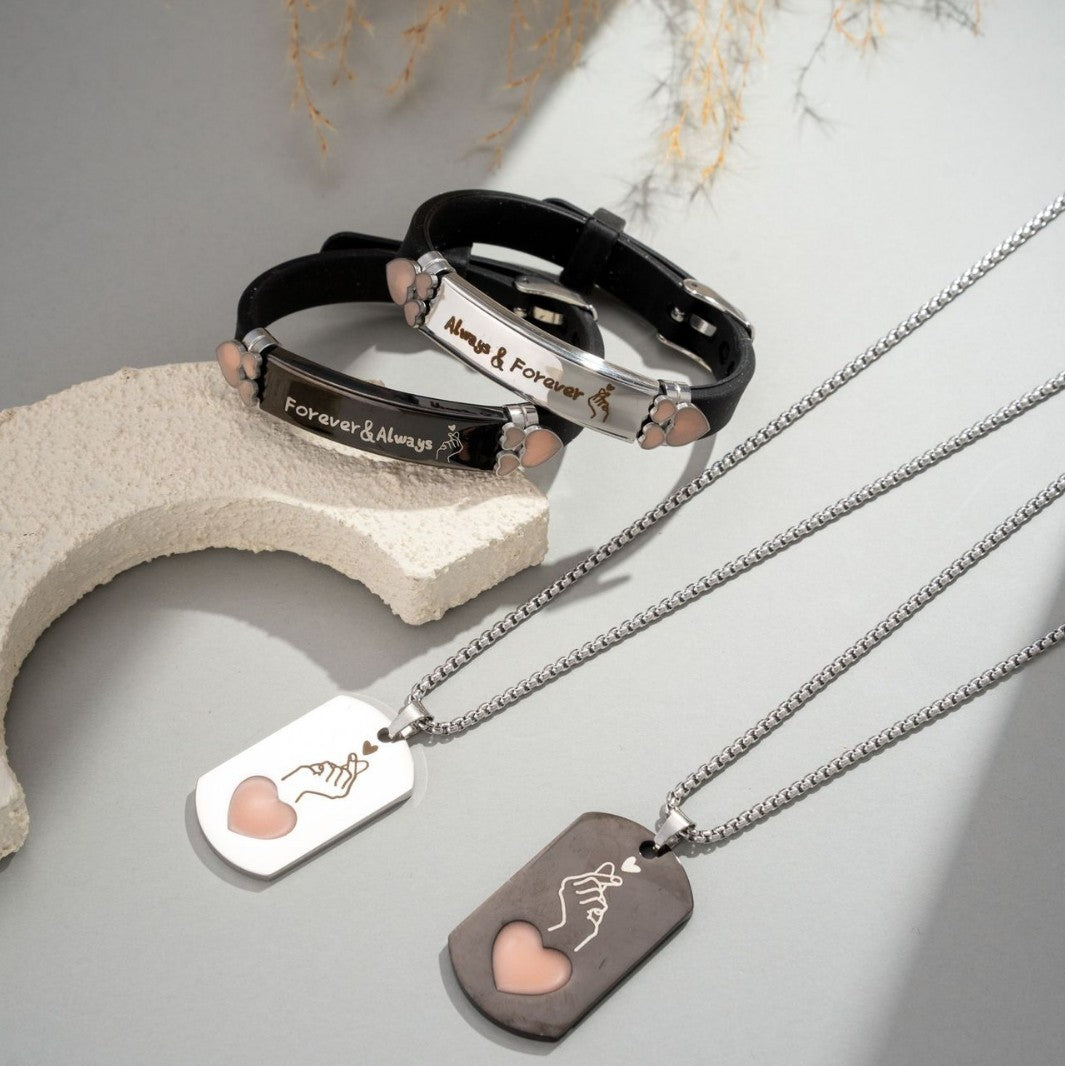 Steel English Letters Than Heart Couple Bracelets