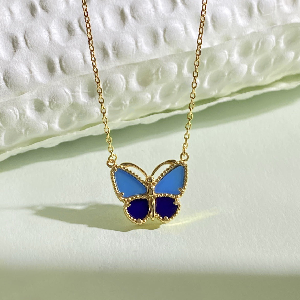 Ingenious Butterfly Flower Car Blue Green Contrast Color Fresh Elegant Jewelry Set