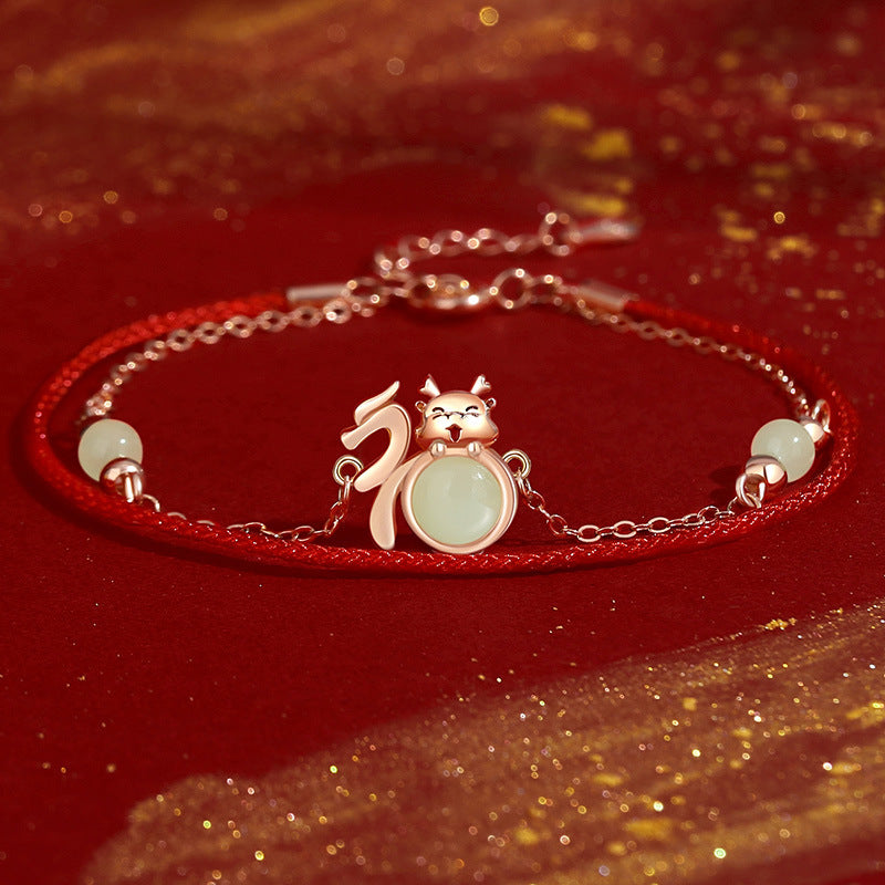 Bracelets originaux en corde rouge en argent sterling pour femme