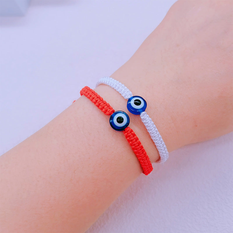 Bracelets en corde rouge, yeux bleus, diable, mauvais œil