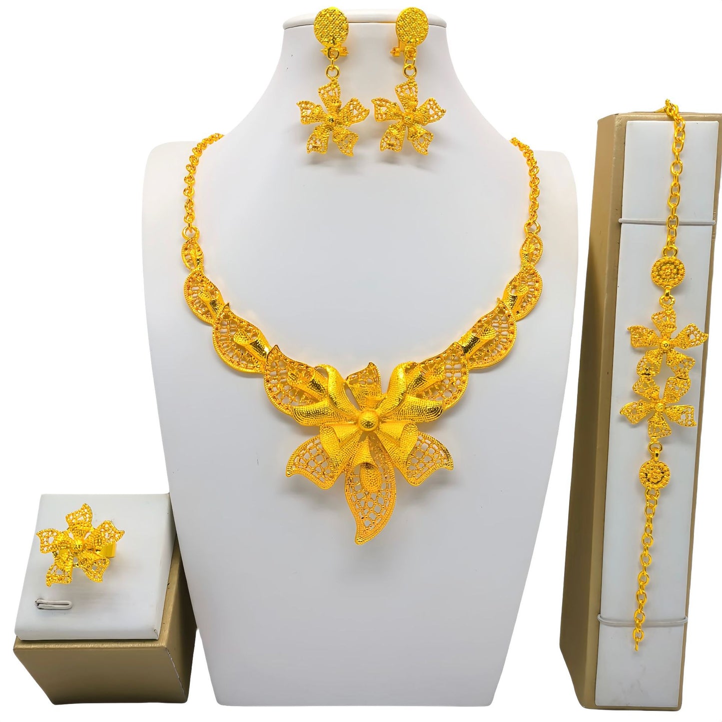 Charming Elegant Slouchy Saudi Bridal Wedding Jewelry Set
