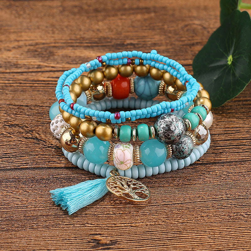 Bohemian Beaded Tassel Tree Of Life Bracelets