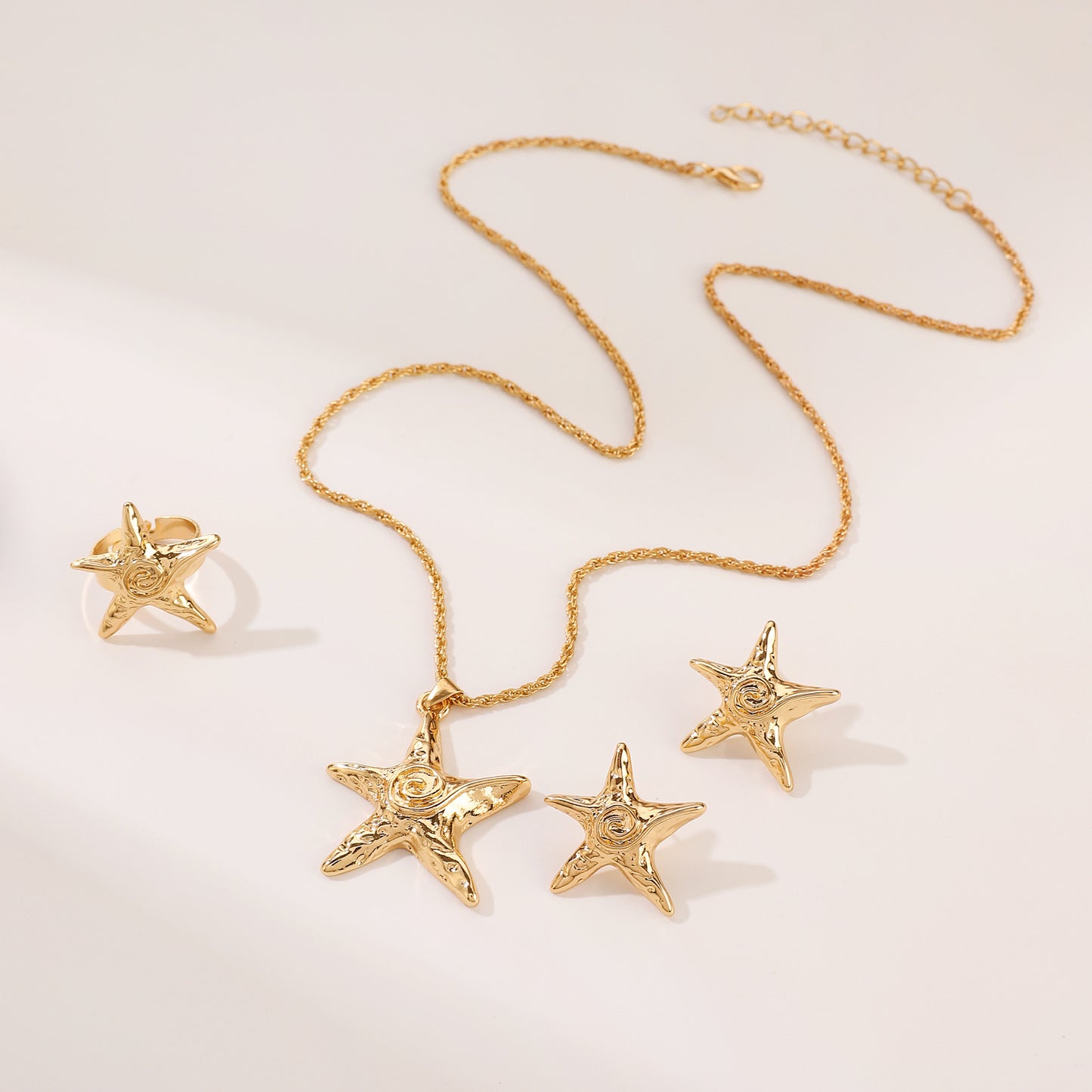 Sweet Cool Five-pointed Star Ear Personality Retro Exaggerated Starfish Jewelry Set