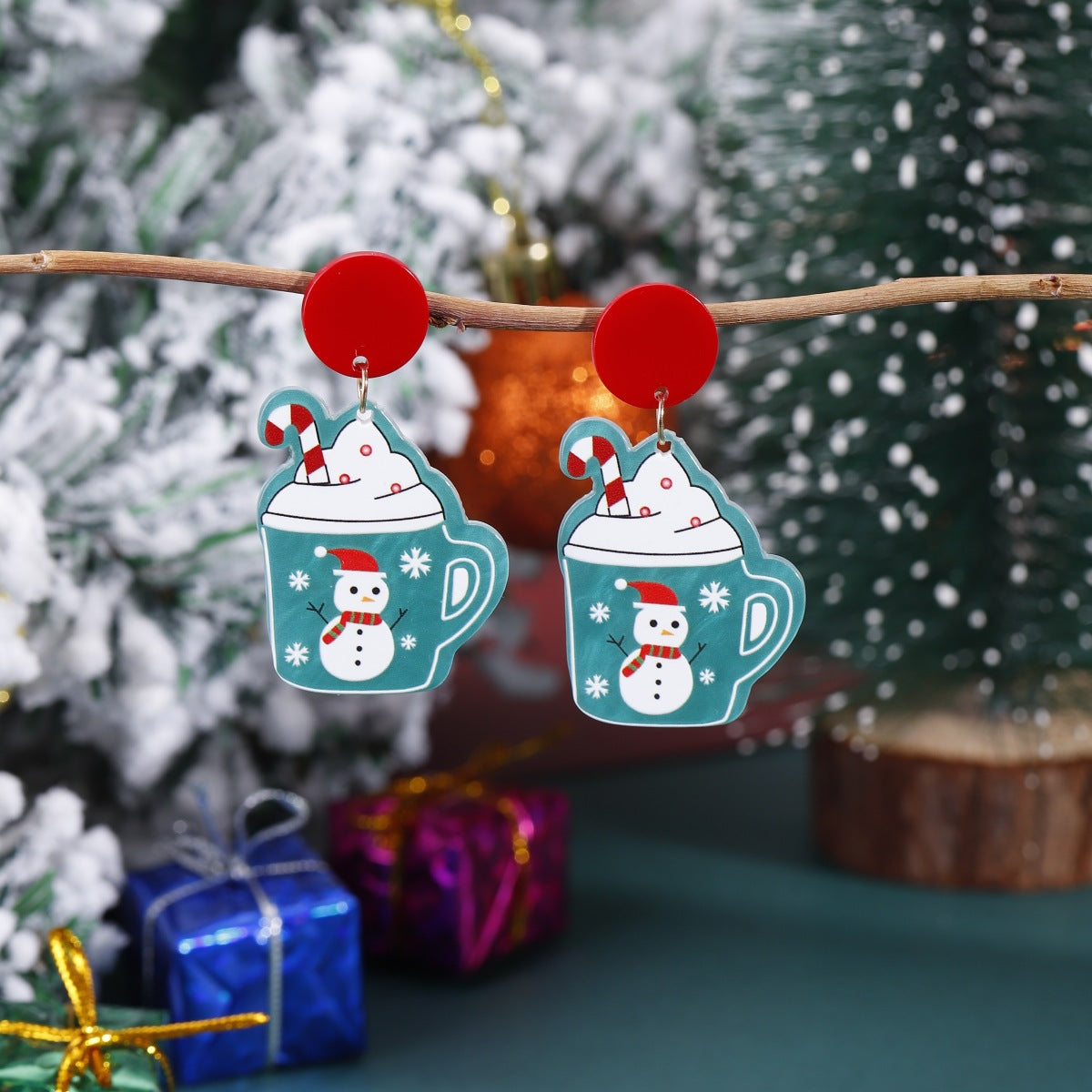 Cartoon Love Christmas Tree Ear Crutch Earrings