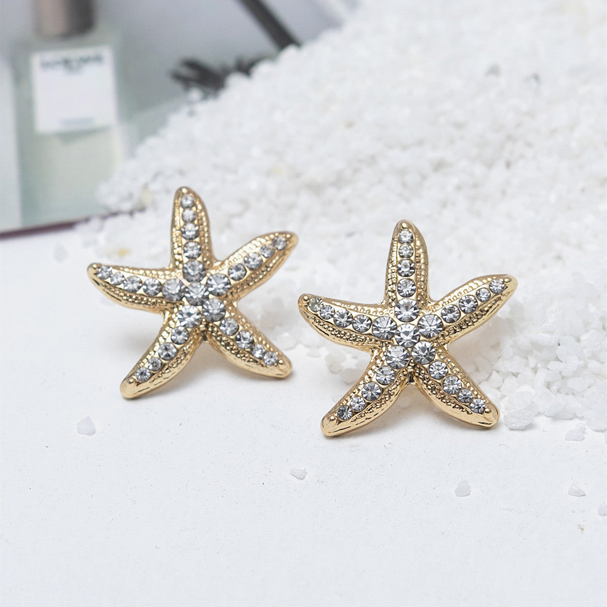 Jewelry Starfish Full-jeweled Female Pentagram Zircon Earrings